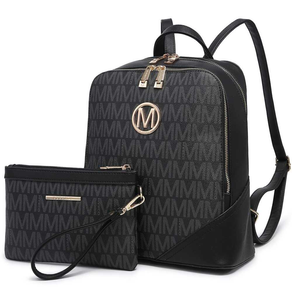 3220 Mkp Fashion Medium Backpack Purse Set - 2pcs Pu Leather Shoulder Bag